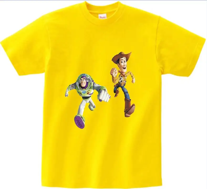 yellow childreTshirt Новая детская футболка классическая история игрушек мультфильма, персонаж Базз Лайтер/древесный 3d футболка для девочек/мальчиков Harajuku Повседневная футболка NN - Цвет: yellow childreTshirt