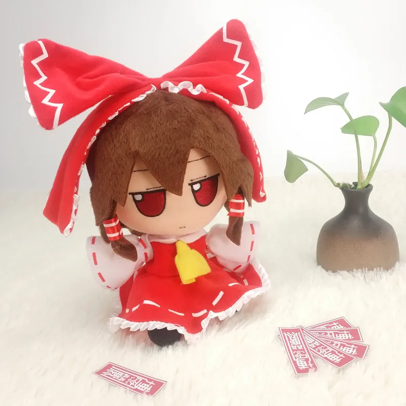 

Милая плюшевая кукла для косплея из Аниме TouHou Project Hakurei Reimu, мягкая мультяшная игрушка, подарки на день рождения, 20 см