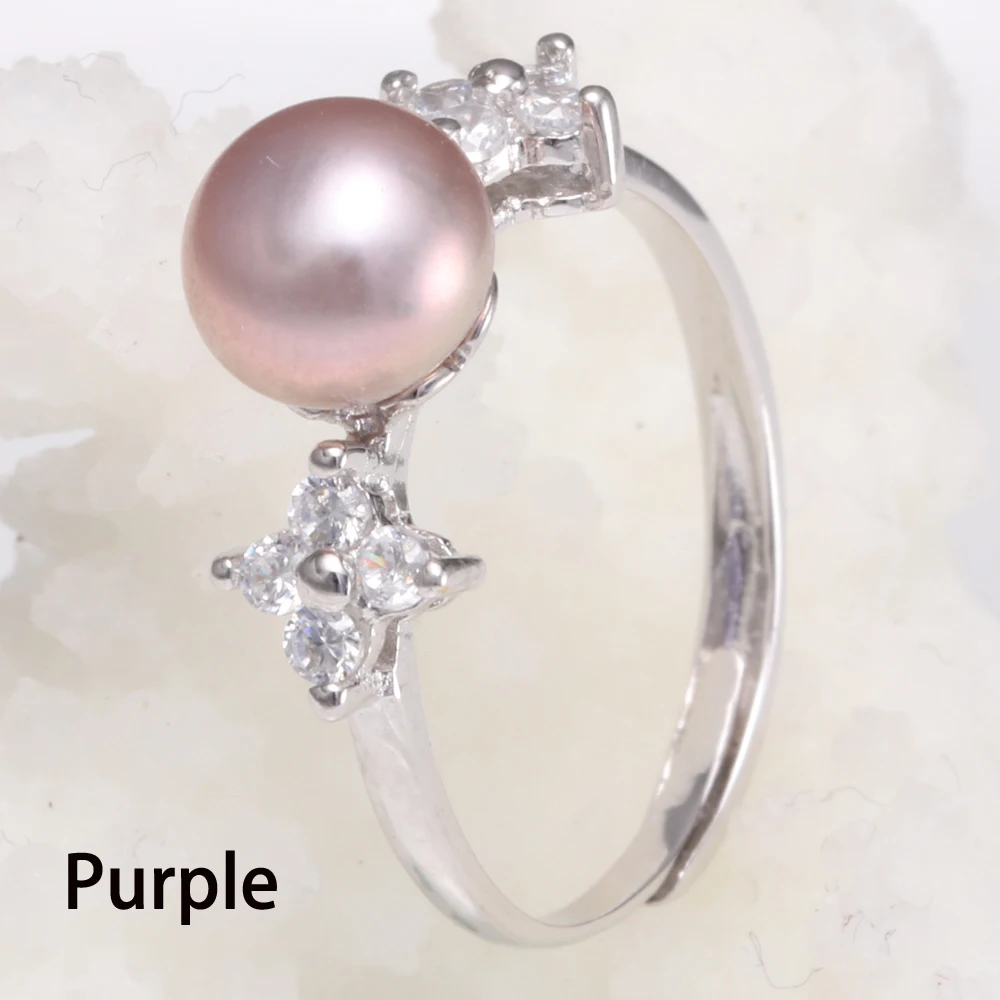 7-8mm Real Natural Freshwater White Pearl Ring for Women Wedding Gift Romantic Trendy Sterling Silver Adjustable Jewelry | Украшения и