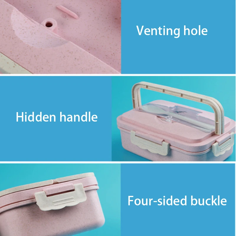 Микроволновая пшеничная соломенная коробка для ланча детей с ложкой здоровые