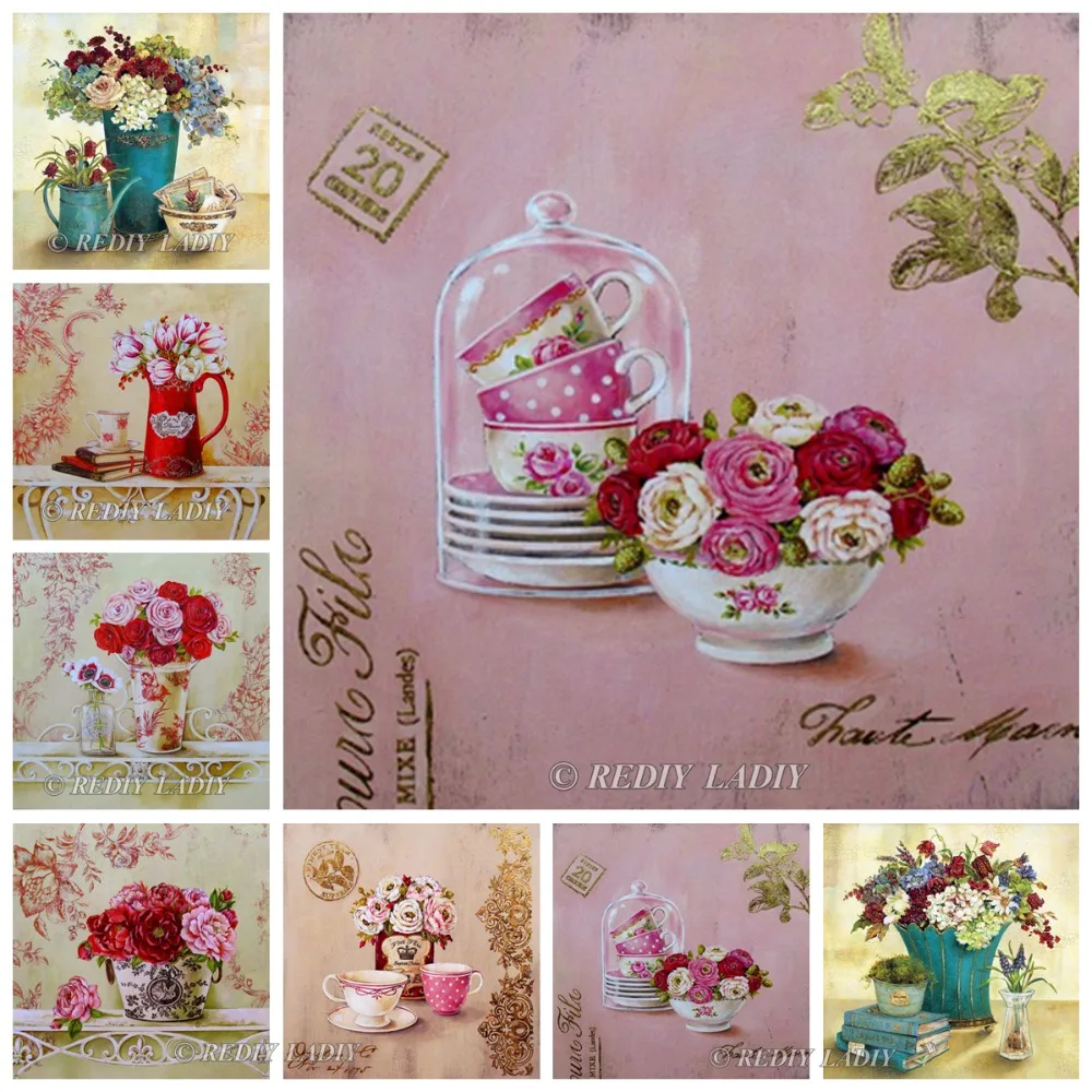 Набор для вышивки крестом REDIY LADIY полностью Алмазная вышивка натюрморт цветы