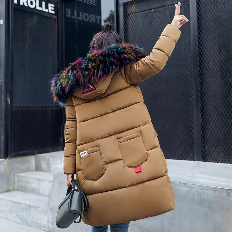 Женские пальто и куртки с меховым воротником зимняя куртка капюшоном хлопковая