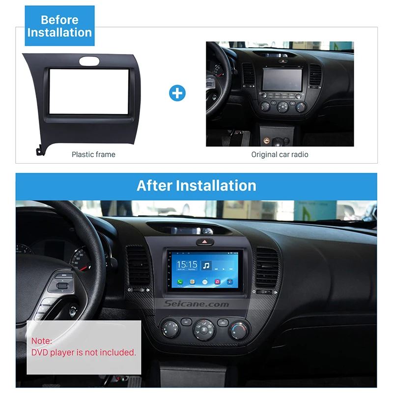 Seicane New Double Din Car Radio Fascia for 2013 KIA K3 Forte Shuma Left Hand Dash Trim Kits DVD Frame Dashboard Panel | Автомобили и