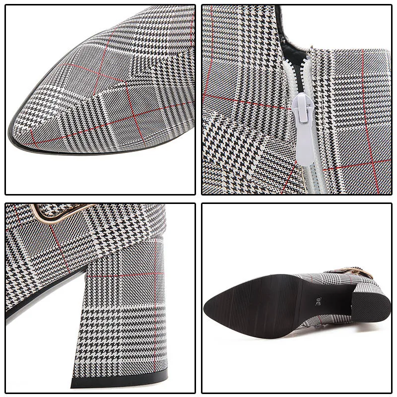 Женские ботинки на молнии из хлопчатобумажной ткани каблуке 7 5 см большие