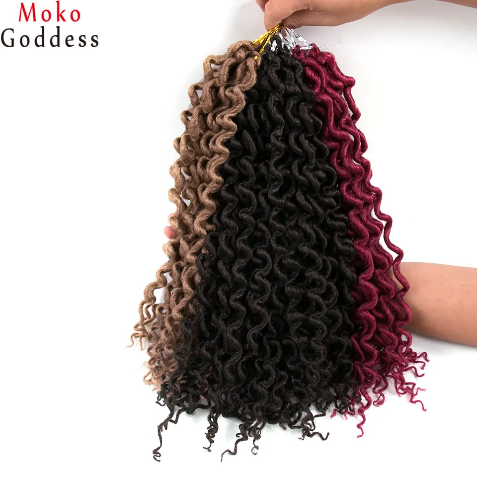 MoKoGoddess Faux locs Curly косу волосы 16-24 дюйма сумка для стойки/уп синтетические косички на