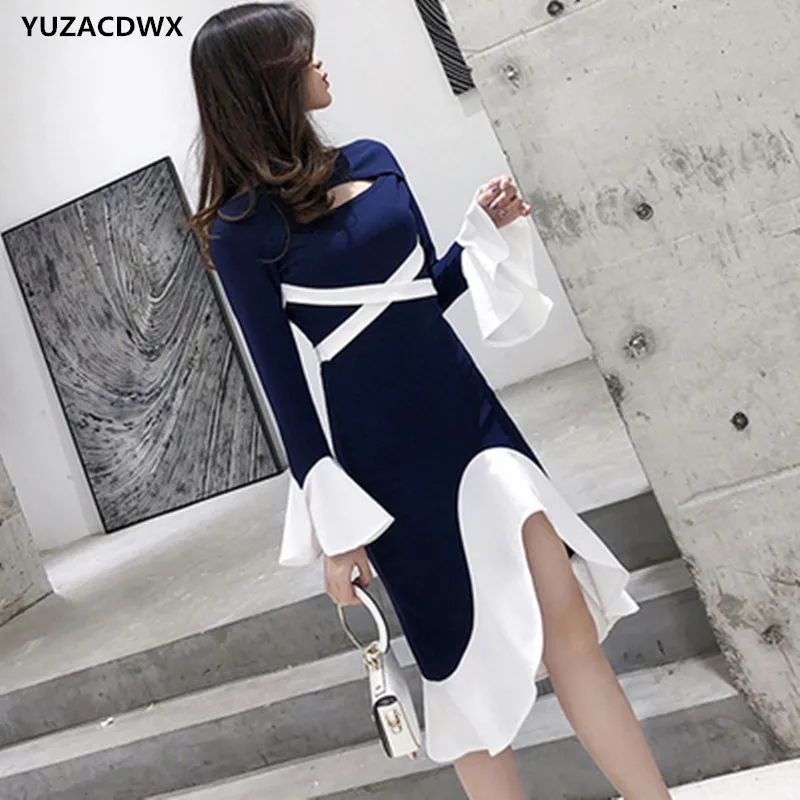 Новинка весны 2019 подиумное винтажное платье с расклешенными рукавами модное