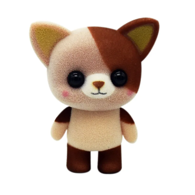 brown Маленькие милые флокированные кукольные игрушки Kawaii Мини-кошки, украшение автомобиля, фигурки, игрушки для детей, подарки для DIY, кукольный домик, флокированные животные - Цвет: brown