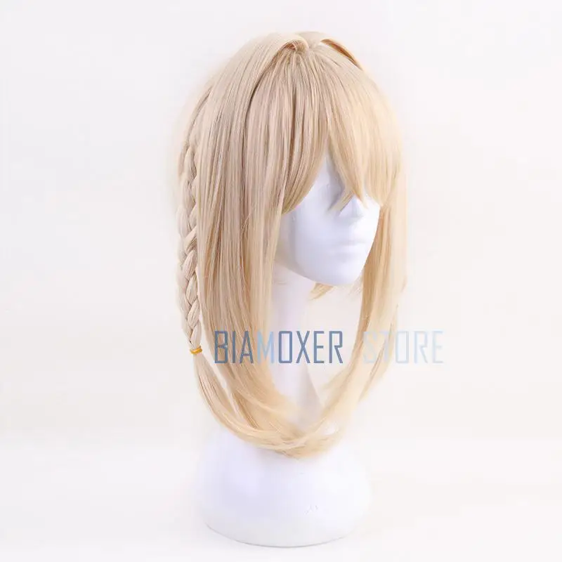 Фиолетовый эвергарден Длинный Конский хвост оплетка булочка челка блонд Косплей