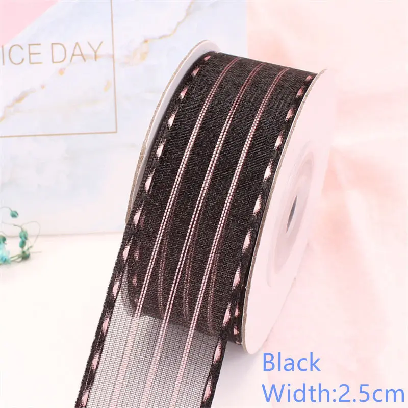 Black 2.5CM Новинка, ширина 1,5-4 см, длина 5 метров, Бант Шпилька для волос, аксессуары для рукоделия, подарочная упаковка, лента, двусторонняя пряжа для перемычки - Цвет: Black 2.5CM