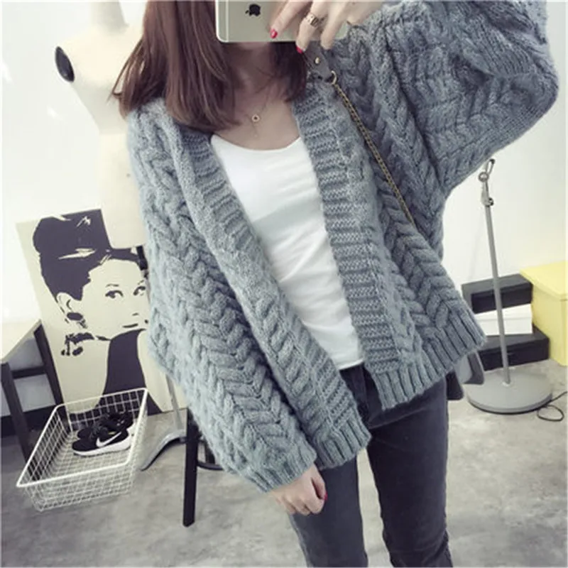 Корейский стиль 2019 Осень зима короткий кардиган женский свитер вязаные