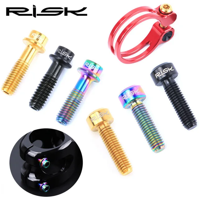 Risk Titanium Alloy Mountain Bike Brake Bolts Bicycle Seatpost Clamp Fixed Bolts Screws M5*18 Hollow Screw Titane Bolts