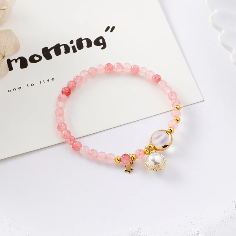 Корейский сладкий Девушка Металл сердечки обмотки жемчуг бисером треугольник