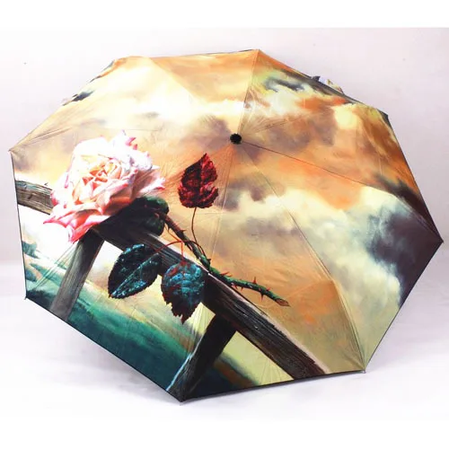 Картина Зонт черное покрытие масляной живописи Зонты открытый пляж солнце