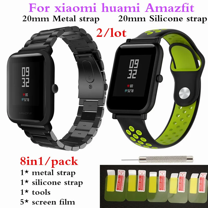20 мм Металлический Стальной ремешок для xiaomi Huami Amazfit Bip Samsung Galaxy watch gear S2 S4 band Garmin