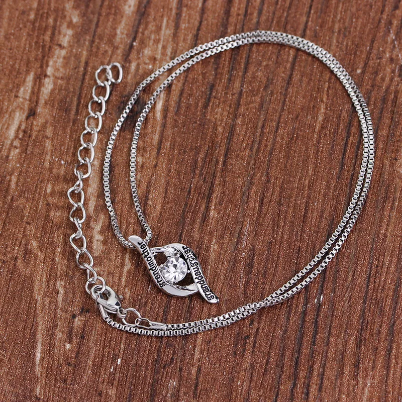 Стразы гравированные буквы ожерелье для бабушки изысканная бабушка детские