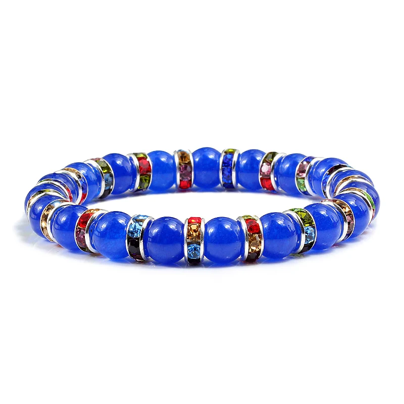 navy blue 8 Натуральный камень 16 видов стилей браслет синяя серия бисерные браслеты Подвески для мужчин и женщин Йога горный хрусталь ювелирные аксессуары лучший подарок - Окраска металла: navy blue 8