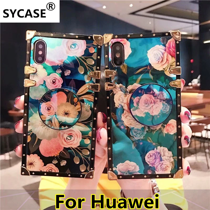 SYCASE New brand flower CASE For Huawei P20 pro Lite Nova3 case Square blue Flower female models mobile phone shell with Stand |