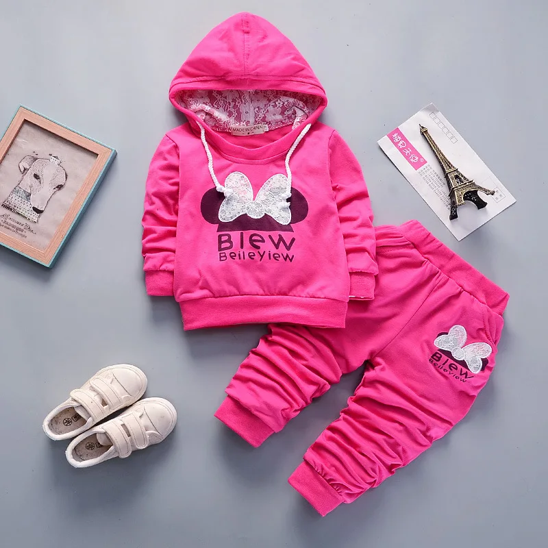 Baby Girl Clothes Spring Autumn Cartoon Long Sleeved Hooded Hoodie + Pants 2PCS Outfits Kids Bebes Jogging Suits Sport | Детская одежда