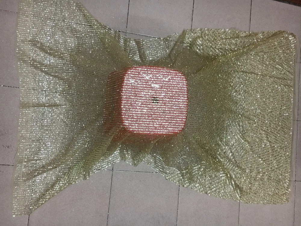 New design gold color YG-9732 glued glitter French net lace fabric for fashion show dress | Дом и сад
