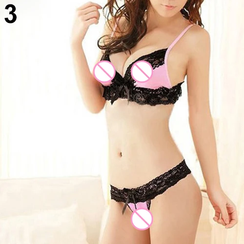 Women Sweet Babydoll Thongs G-string Bikini Lingerie Sexy Underwear Bra Set hot BK5K