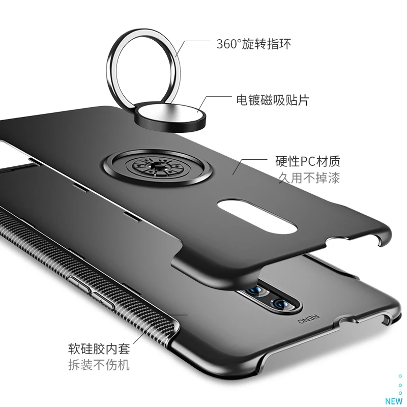 Чехол OPPO RENO, Роскошный чехол, защитный чехол для автомобиля, кольцо с защитой от магнетизма, ударопрочный чехол из ТПУ+ ПК для OPPO RENO CPH1921, чехол 6,4"