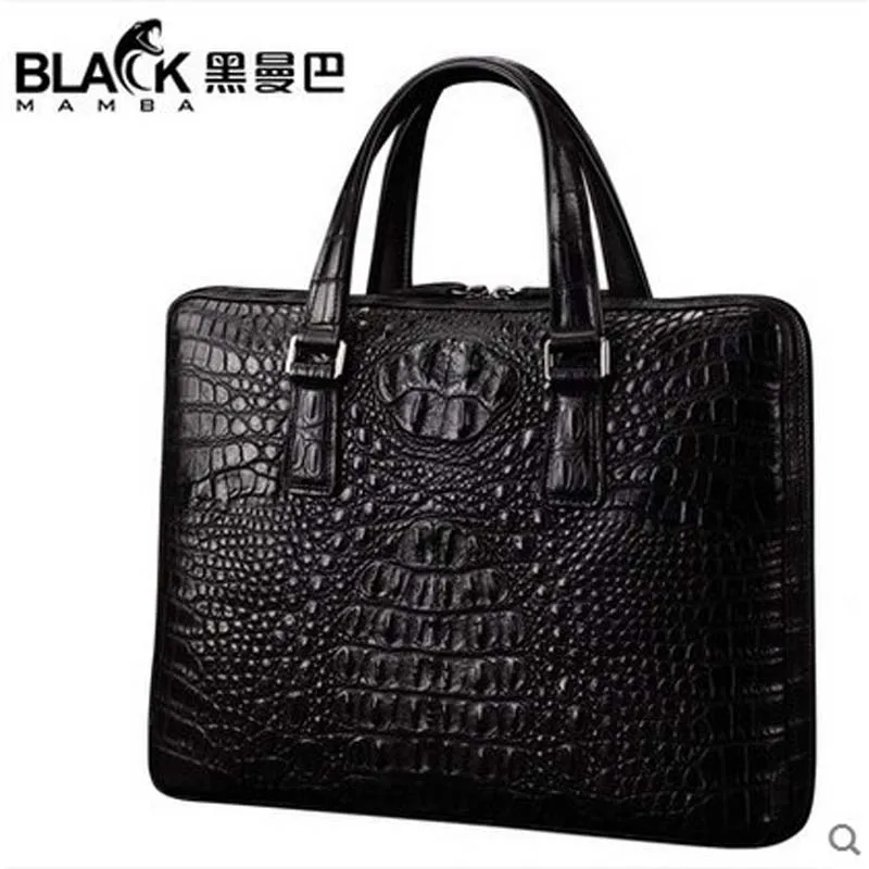 

heimanba Gator leather handbag business yoko leather shoulder bag crocodile leather men briefcase
