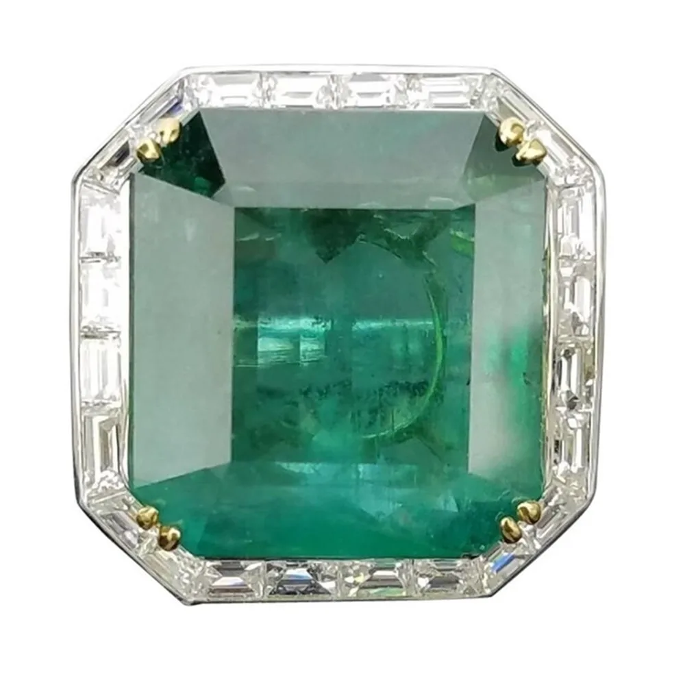 Silver Color Big Square Green Crystal Ring Set Fashion Wedding& Engagement Ring Jewelry For Women With Austrian Crystal