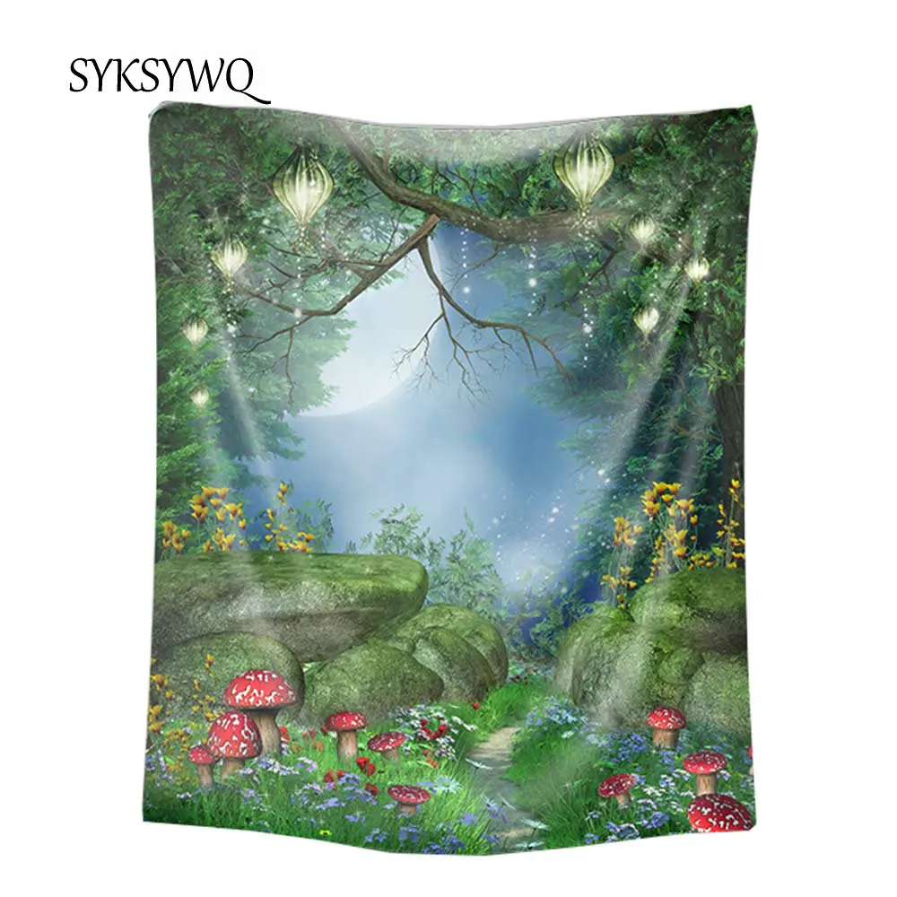 Комнатное настенное одеяло в виде грибов настенная подвесная гобеленка ткань