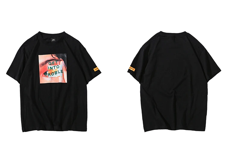 Мужская футболка в стиле Харадзюку, Забавные футболки в стиле хип-хоп с принтом глаз, уличная одежда, летняя футболка из хлопка с коротким рукавом, топы, футболки, уличная одежда