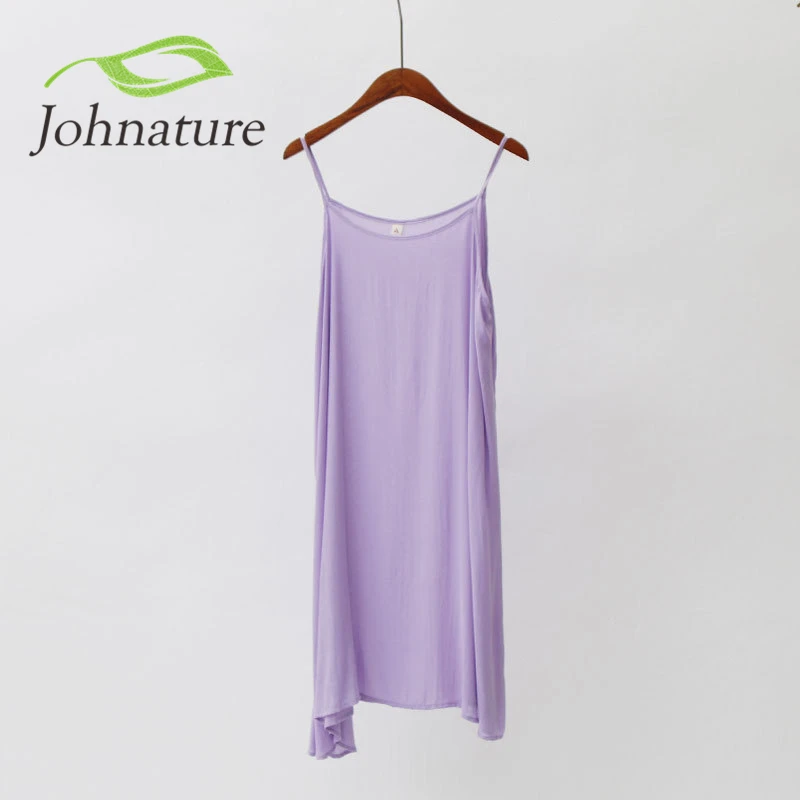 Johnature 2021 Summer New Casual Cotton Strap Dress Loose Vintage Solid 10 Colour Cheap Cute Brief Camis | Женская одежда