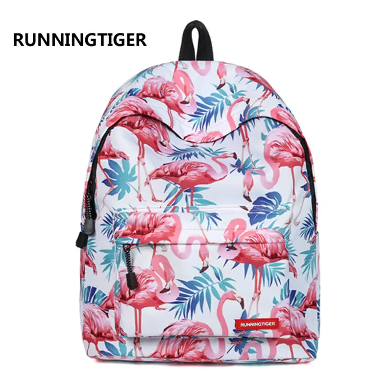 

3D Flamingo Cartoon Printing Backpack Stitching Floral Casual Daily Travel Bag Teenagers School Bag Mochila