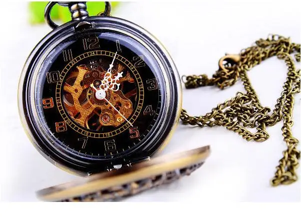 Винтажный антиквариат бронза цветы полый ручной механический черный лицо для