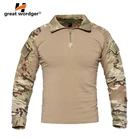 Камуфляжная армейская Футболка США, Мужская Военная тактическая футболка с длинным рукавом для восхождения, походов, Мультикам