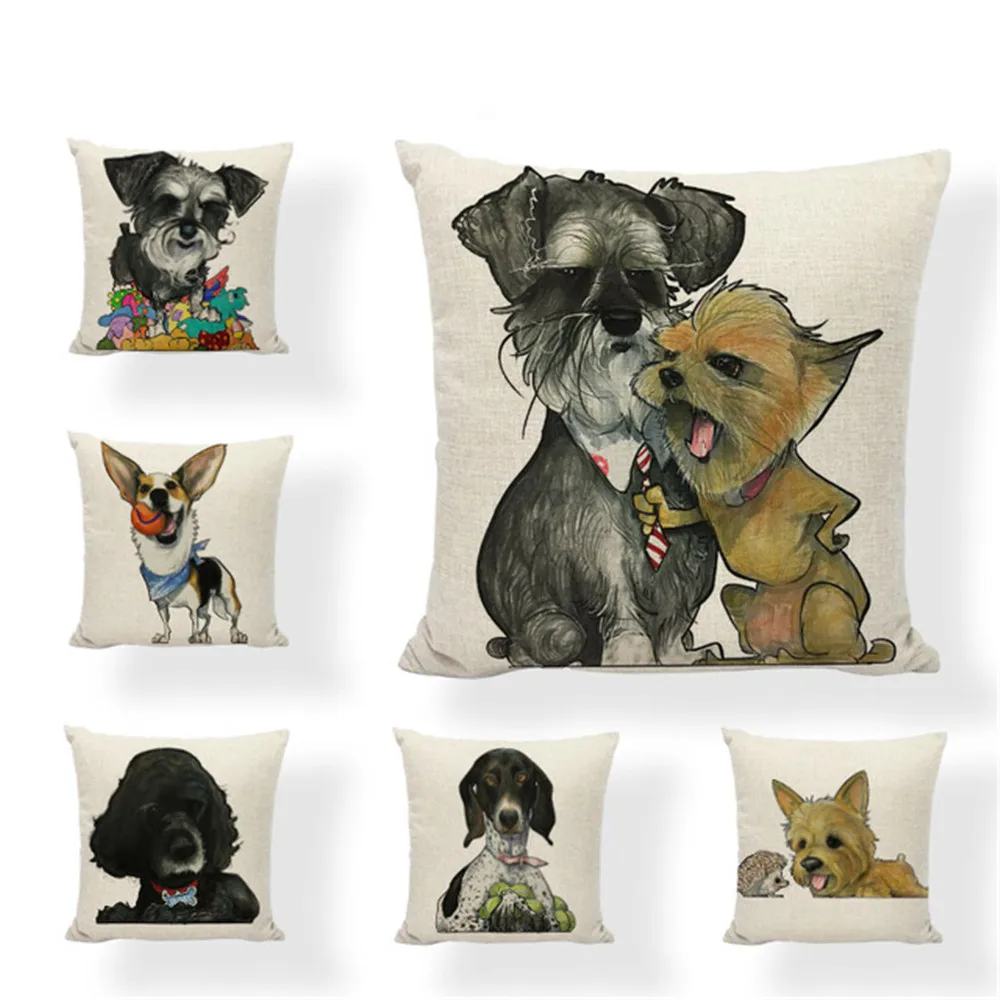 Горячие милые Чихуахуа Шнауцер бросок наволочка кровать с шарами подарок 45*45