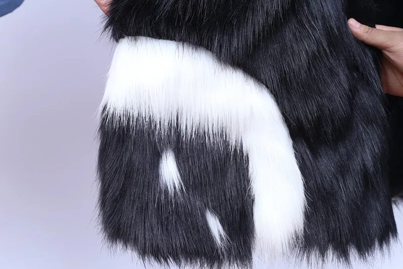 

2020 New Men Winter Faux Fur Jacket Black Gown White Devil Style Long Windbreaker Fake Fox Fur Coat Printing Fur Outwears J2062