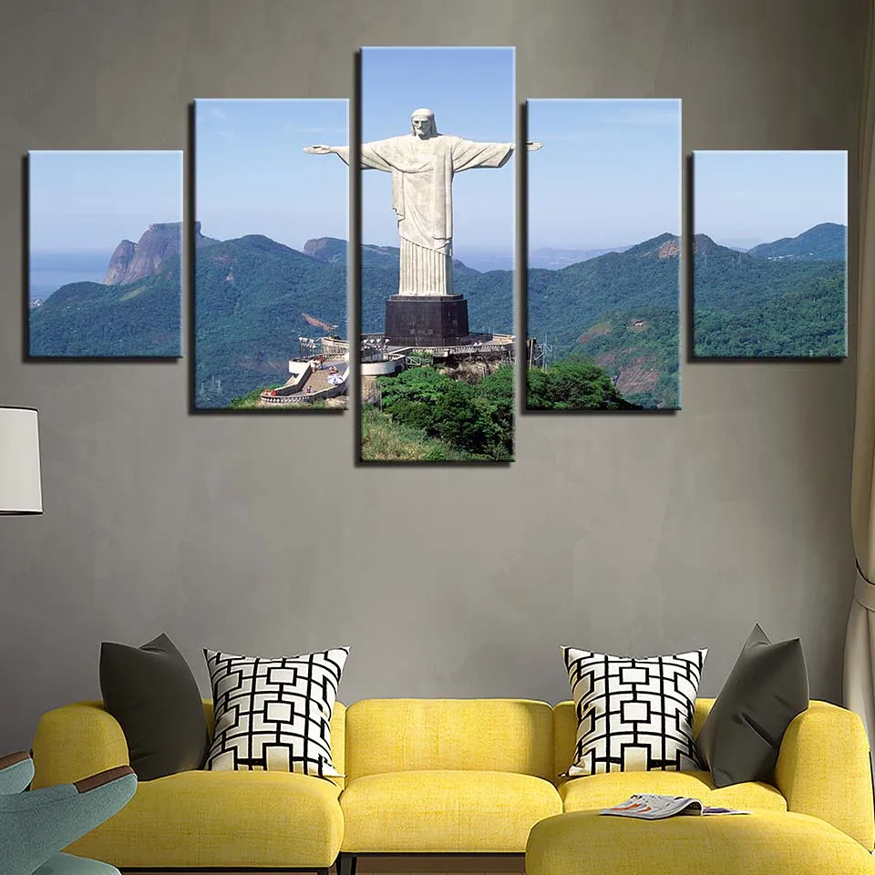 Living Room Home Decor Modular Picture 5 Panel Rio De Janeiro Landscape Modern Wall Art Posters Framework HD Printed Painting | Дом и сад