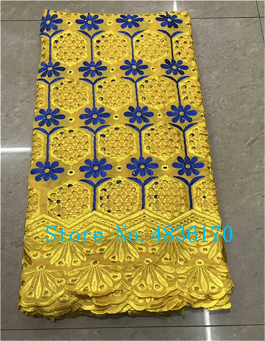 Лидер продаж Африканский хлопок вуаль кружевная ткань черный нигерийский