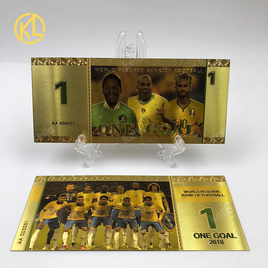 Золотая банкнота для коллекции и поклонников футбольной команды России чемпиона