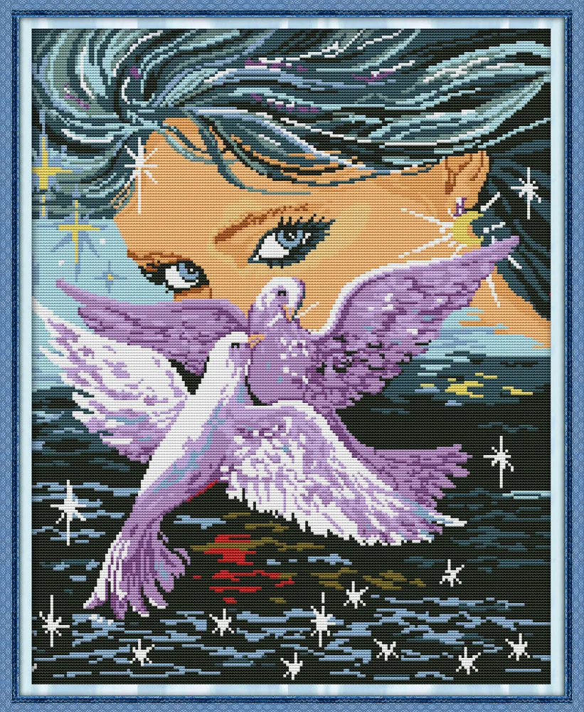 Joy Sunday beauty And Dove DMC Счетный Китайский Набор для вышивки крестом Набор для вышивки рукоделие