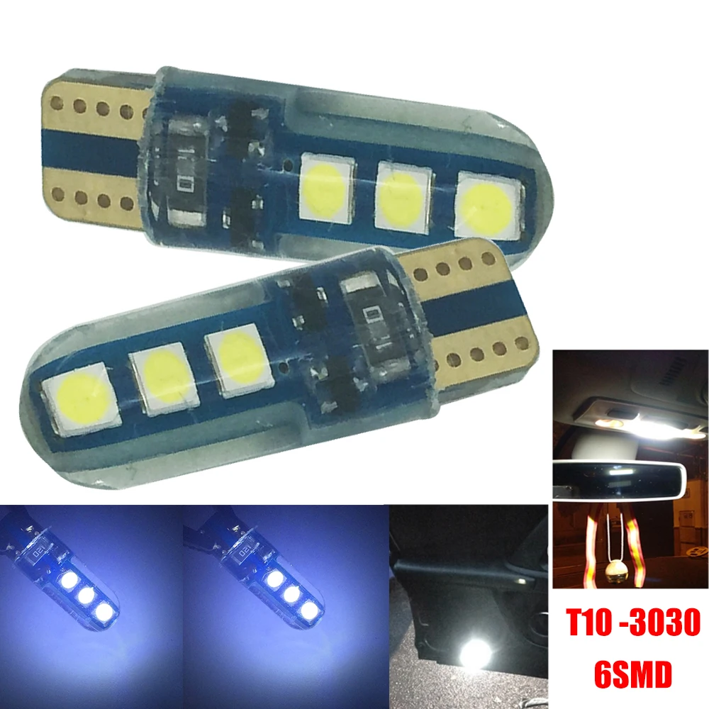 YSY 50X T10 LED Bulbs White 168 194 W5W LED Lamp T10 Wedge 3030 6SMD Interior Lights  8000K Turn Signal License Plate Lights