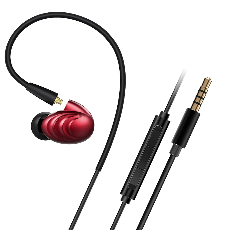 Красный FiiO F9 сменный провод тройной Драйвер Гибридный Динамический HIFI наушники-вкладыши 2,5 мм 3,5 мм разъем с микрофоном съемный два кабеля - Цвет: Красный