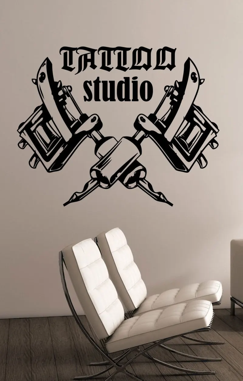 

Tattoo studio logo wall decal tattoo machine vinyl sticker window art deco tattoo studio decoration WS04