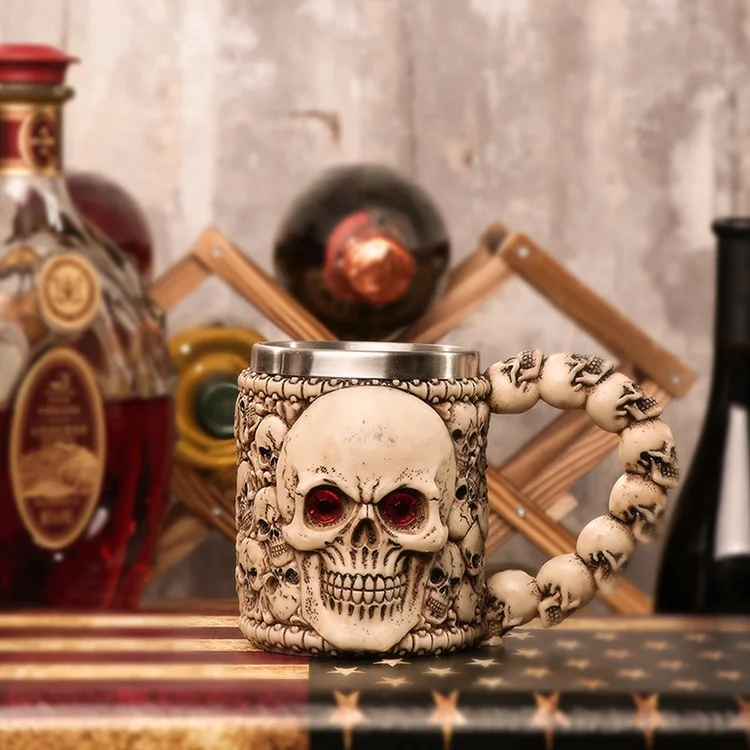 

3D Gothic Skull Mug Stainless Steel Horror Skeleton Skull Home Bar Party Drinkware Halloween Gift