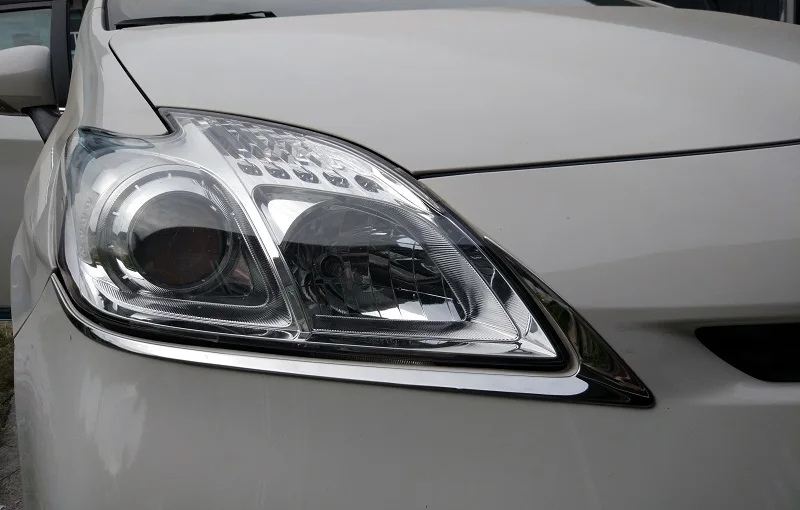 Нержавеющая сталь спереди бровей фары крышка фар планки для Toyota Prius ZVW30 facelift 2012 2013