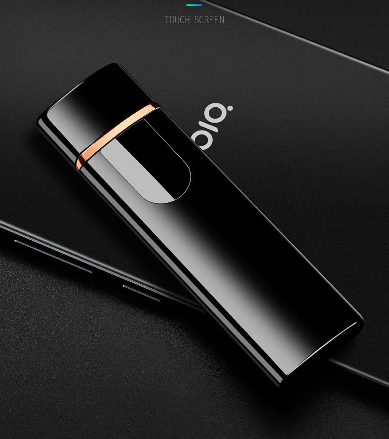 НОВАЯ тонкая зарядка через Usb Зажигалка с сенсорным экраном зажигалки для электронных сигарет маленькая перезаряжаемая электрическая зажигалка ветрозащитный подарок для мужчин