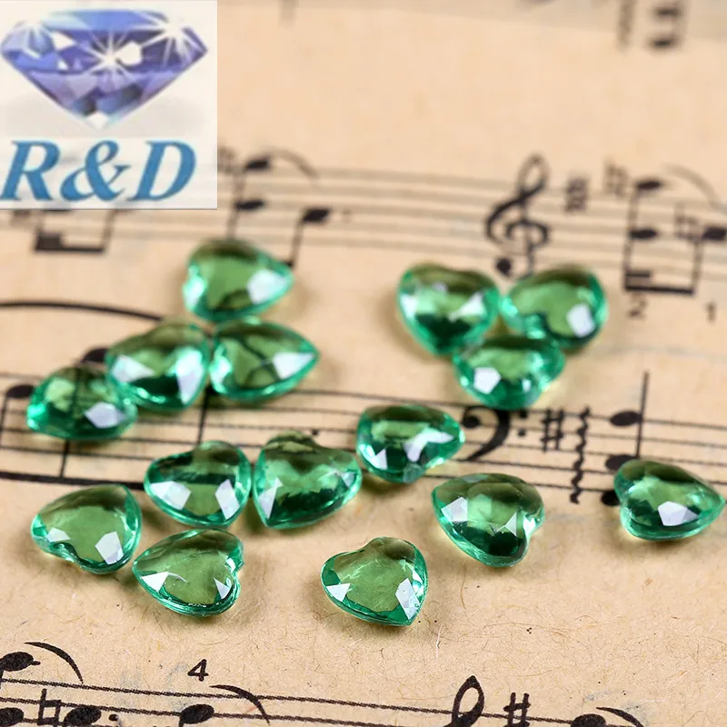 2000 шт./лот 6 мм акриловые кристаллические сердца зеленого цвета конфетти в форме