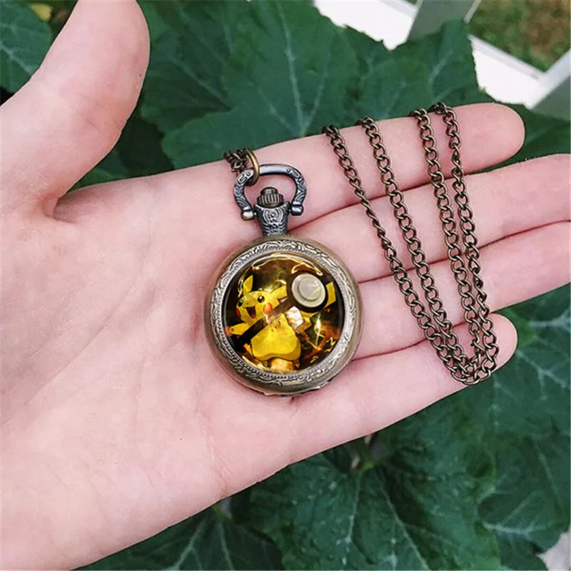 2016 новинка DIY аниме ювелирные изделия Пикачу Покемон Pokeball карманные часы
