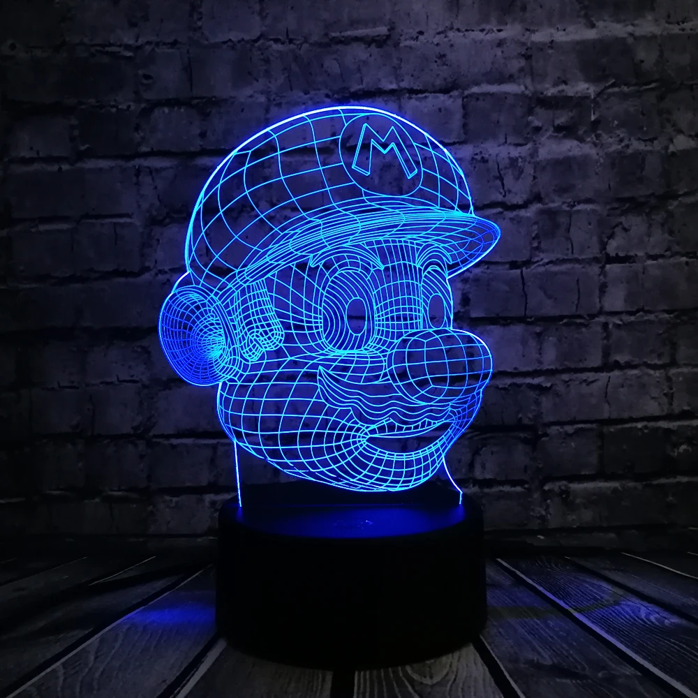 Классический мультфильм игра фигурка Супер Марио 3D светодиодный USB лампа Акриловая Новинка рождественское освещение подарок RGB сенсорный пульт дистанционного управления игрушки