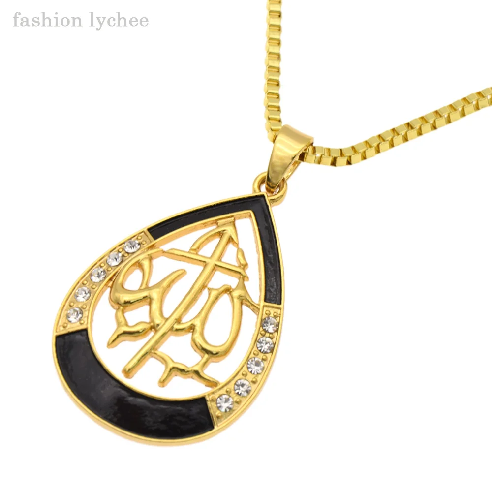 Модное ожерелье lychee в арабском мусульманском стиле с кристаллами из черного и