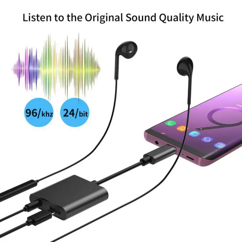 2 in 1 Audio Charging Converter Type C to 3.5mm Earphone Jack Adapter PD3.0 Fast For Samsung Huawei Xiaomi iPad Pro | Электроника